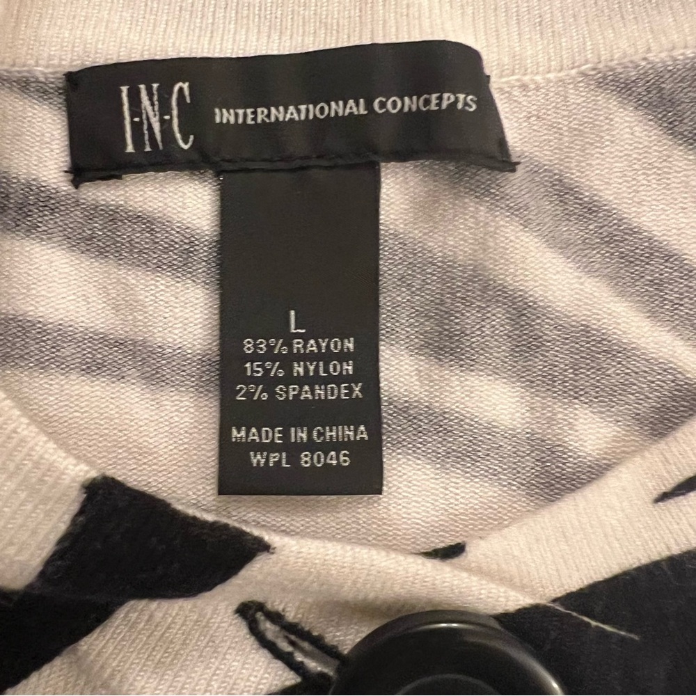 INC Zebra Print Cardigan 3/4 Sleeve Rayon Sweater. Single Button Closure Large. - Picture 5 of 8